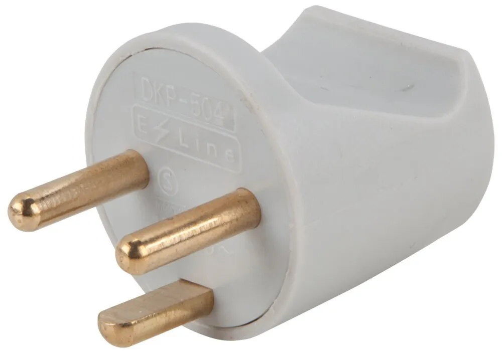 Stikprop 230V, m/jord, runde ben, grå