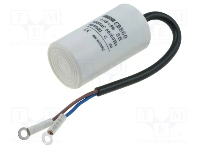 Motorstart kondensator 8uF 450VAC Ø=35x60mm.