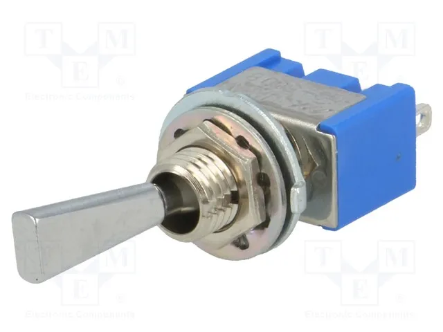 Toggle Switch 1-pol Moment ON/(ON) Flad knebel