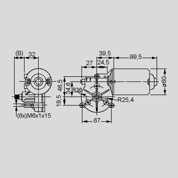 DC Gear Motor 12V 48W 25rpm 6Nm