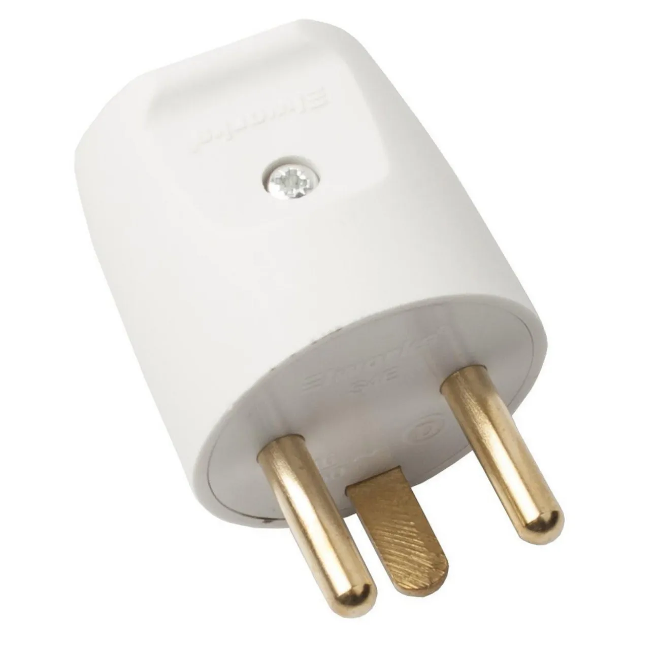 Stikprop 230V, m/jord, rundt, hvid
