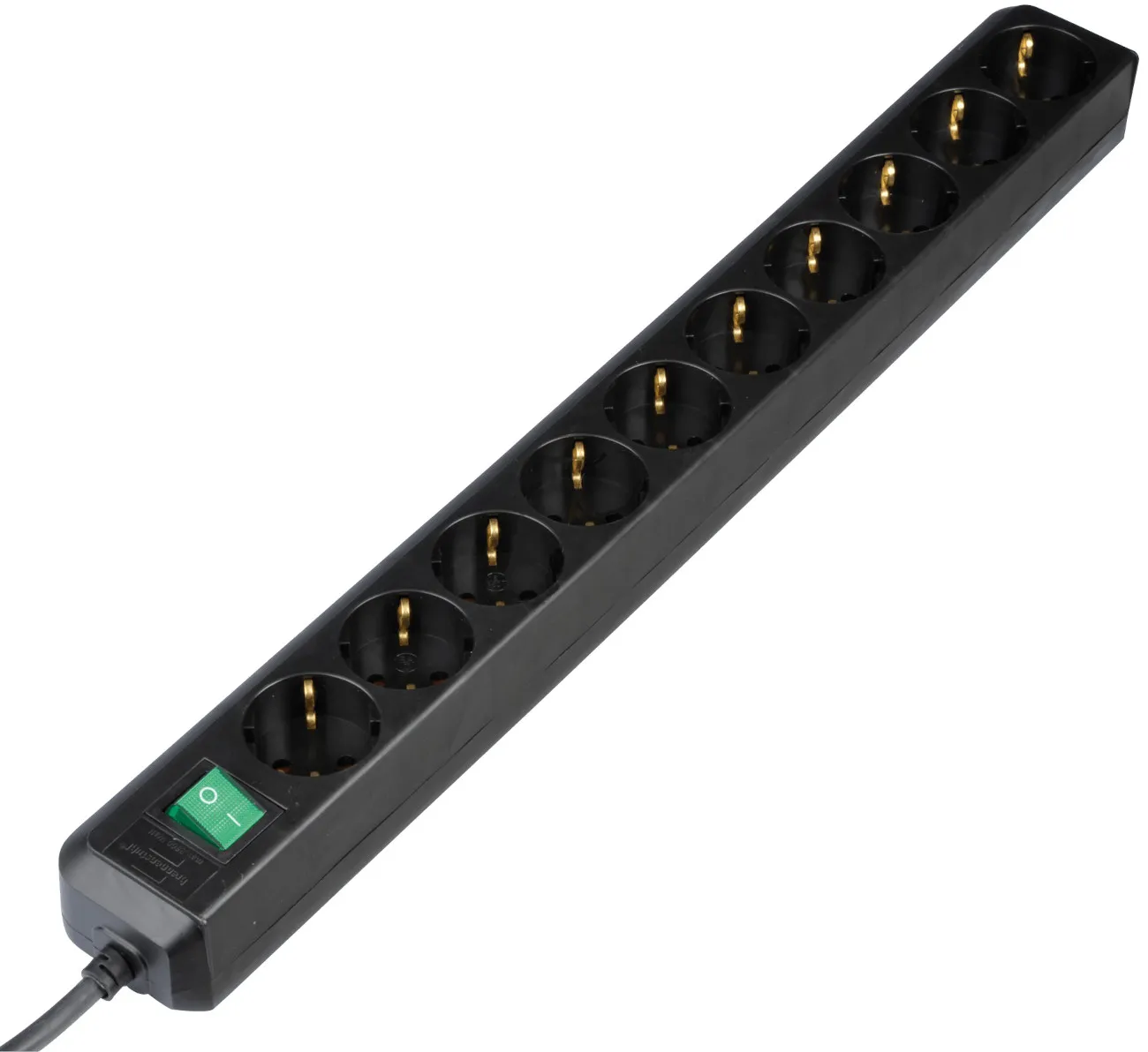 Stikdåse med 10 schuko-udtag, 3m, SORT