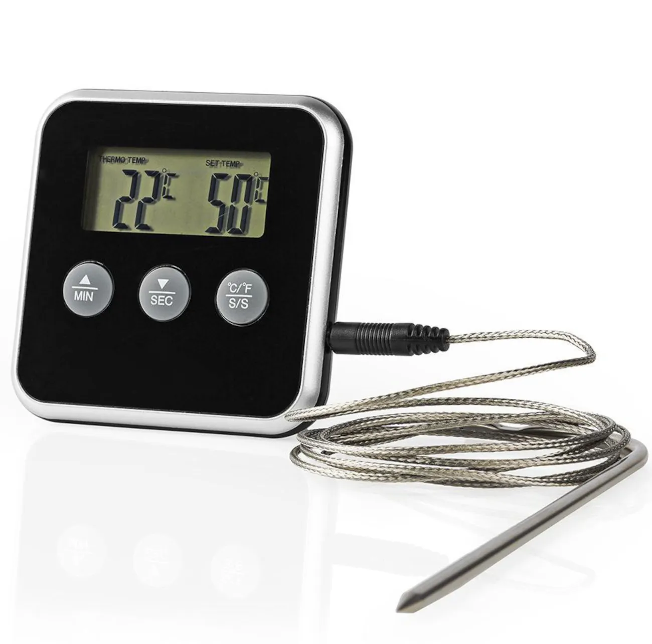 Stegetermometer | 0-250 °C | Digitalt Display | Timer