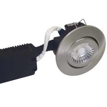 Low Profile 230V downlight, 6W LED 2700K, udendørs, børstet stål, rund