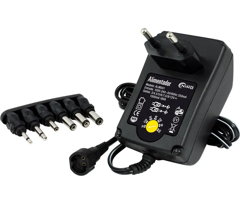 [141083] Strømforsyning, variabel, universal, 3-12V, 1500mA
