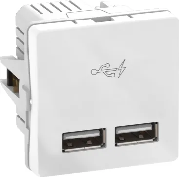 [142798] FUGA dobbelt 5V USB-lader, 2100 mA, 1 modul, hvid