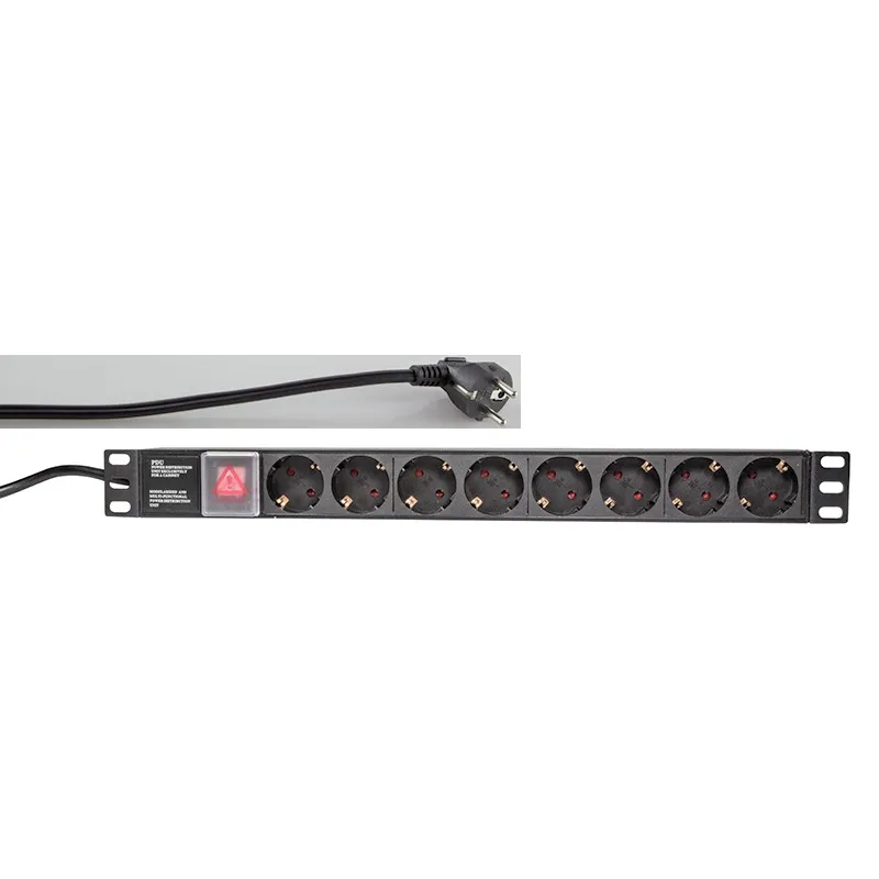 [143974] 19" PDU 8 x German Socket, 2M cable, switch