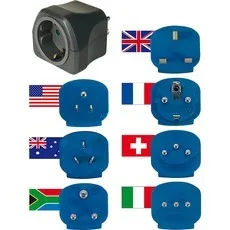 [144577] Travel plugs with 7 plug Adapter 10A fuse