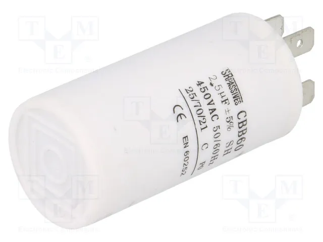 [147304] Motorstart kondensator 2,5uF, 450V Ø30x60mm