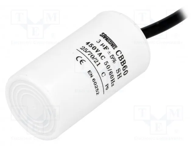 [147319] Motorstart kondensator 3uF 450V Ø=35x60mm
