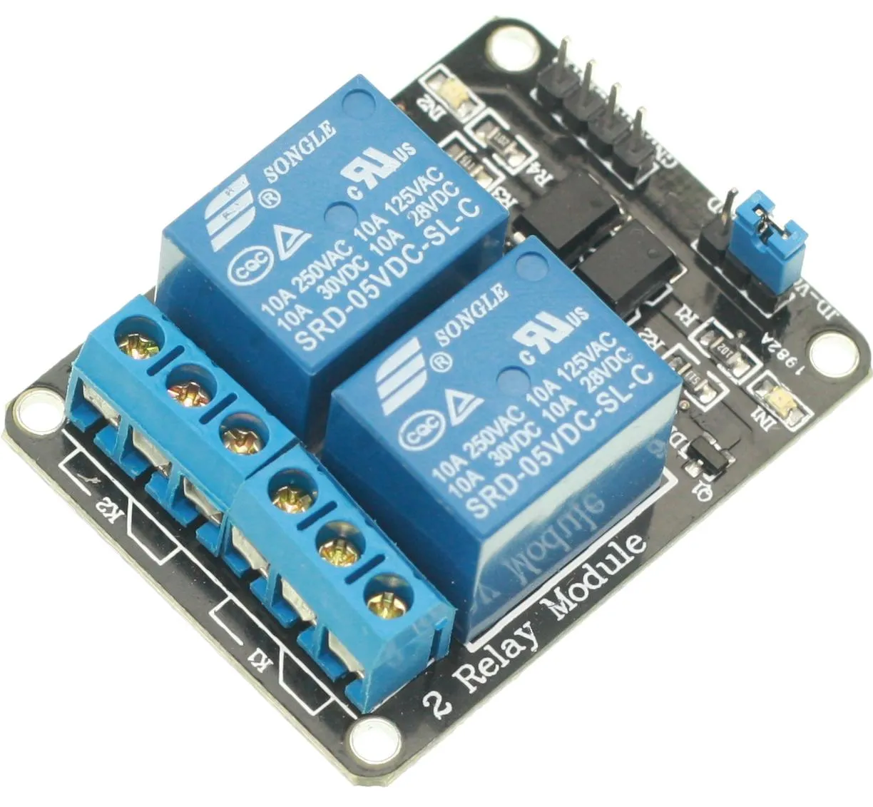 2 kanals 5V relæmodul m. Optokobler | Elektronik Lavpris