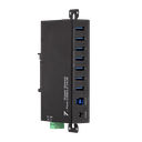 USB 3.0, 7-port hub, industrial design, 5 Gbps, 10 W, black