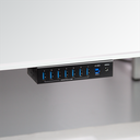USB 3.0, 7-port hub, industrial design, 5 Gbps, 10 W, black