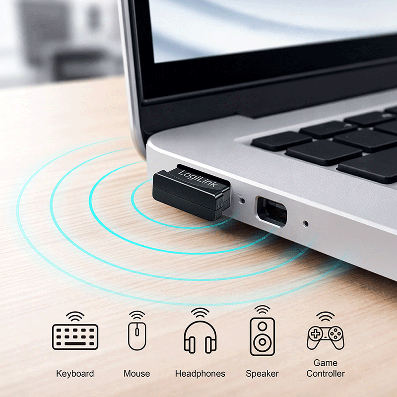 BT 6.0-adapter, USB-A, 3 Mbit/s, (EDR+BLE), rækkevidde op til 20 m
