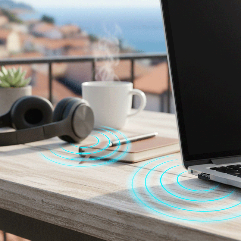 BT 6.0-adapter, USB-A, 3 Mbit/s, (EDR+BLE), rækkevidde op til 20 m