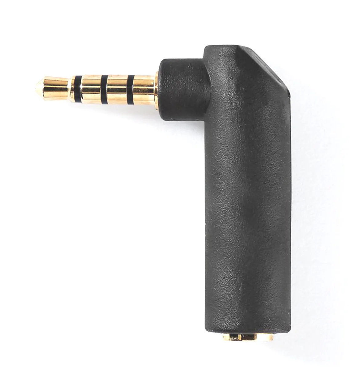 Stereo Audio Adapter, 3.5mm han > 3.5mm hun, forgyldt, vinkel 90°