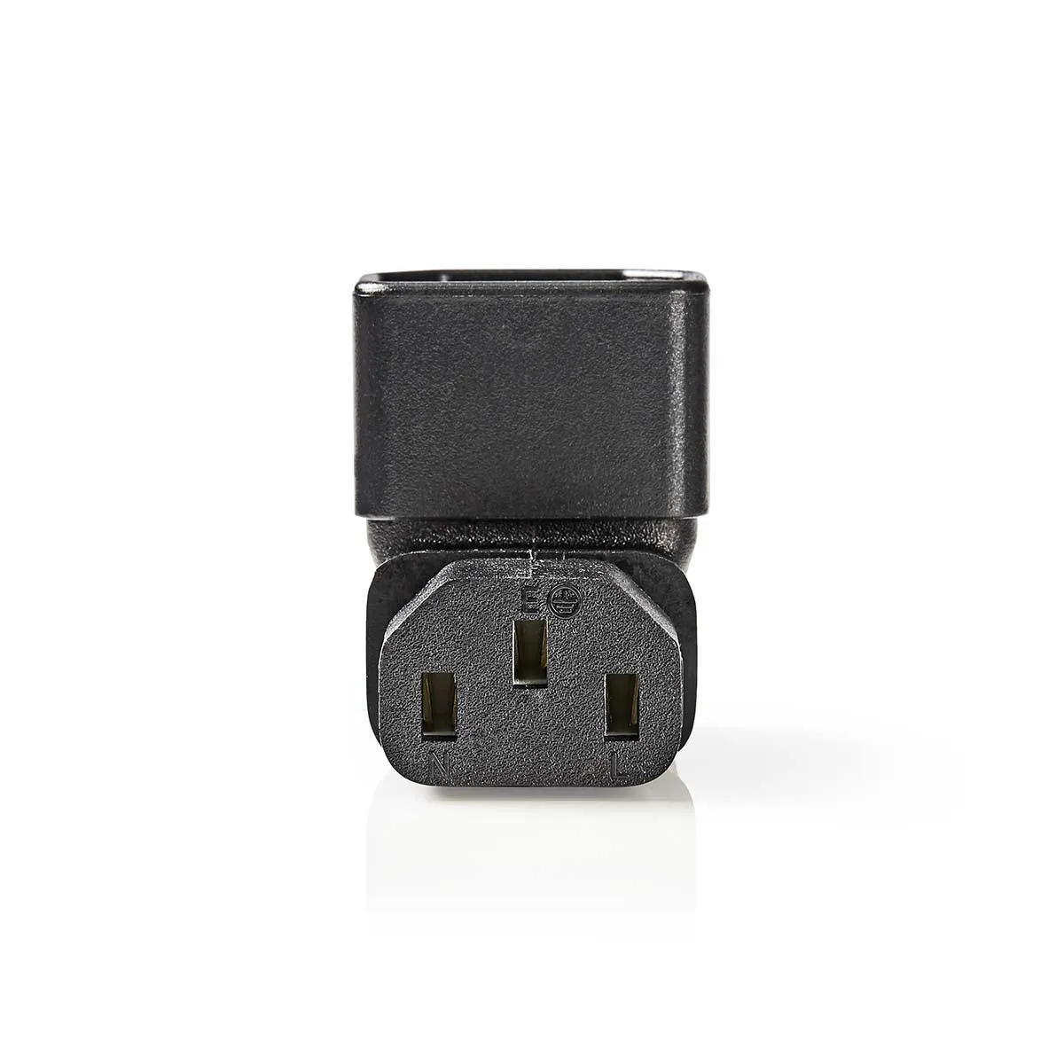 Adapter Plug | IEC-320-C13-C14 | Vinkel 90° | Sort