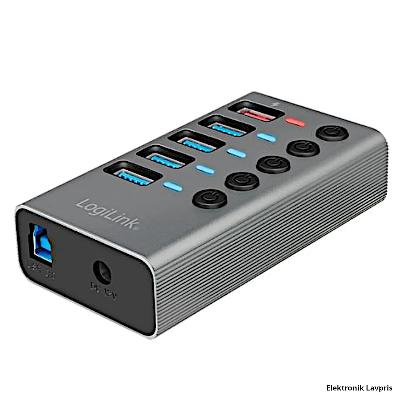 USB 3.2 Hub, 4+1 port, afbryder + LED