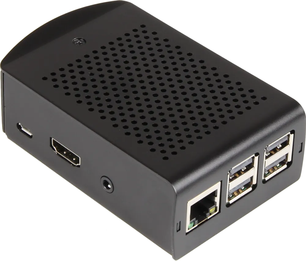 Kabinet til Raspberry Pi B+, 2B, 3B, 3B+, Aluminium Sort