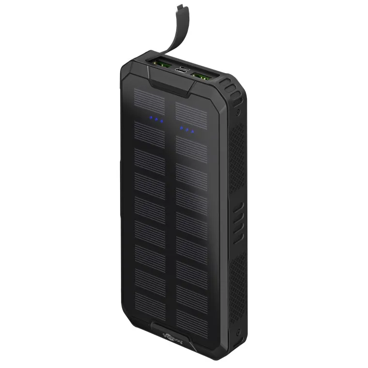 Powerbank, solceller, udendørs, hurtig opladning, 20.000 mAh
