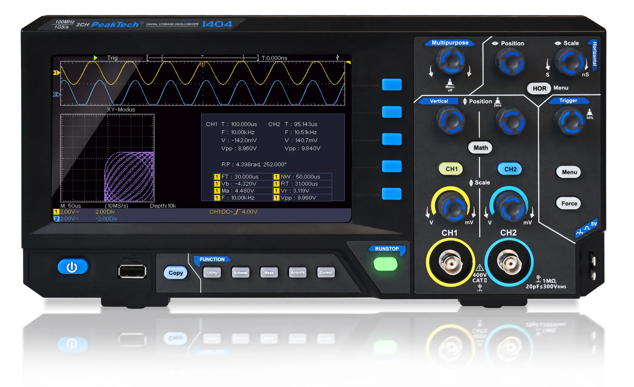 PeakTech® » 100MHz / 2 CH, 1 GS/s Digital storage oscilloscope