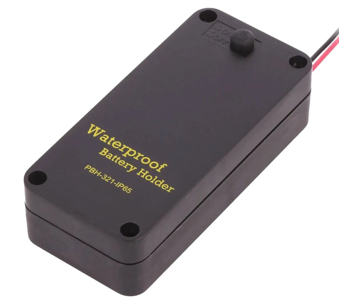 Holder; AA,R6; Batt.no: 2; cables; black; 150mm; IP65; with switch