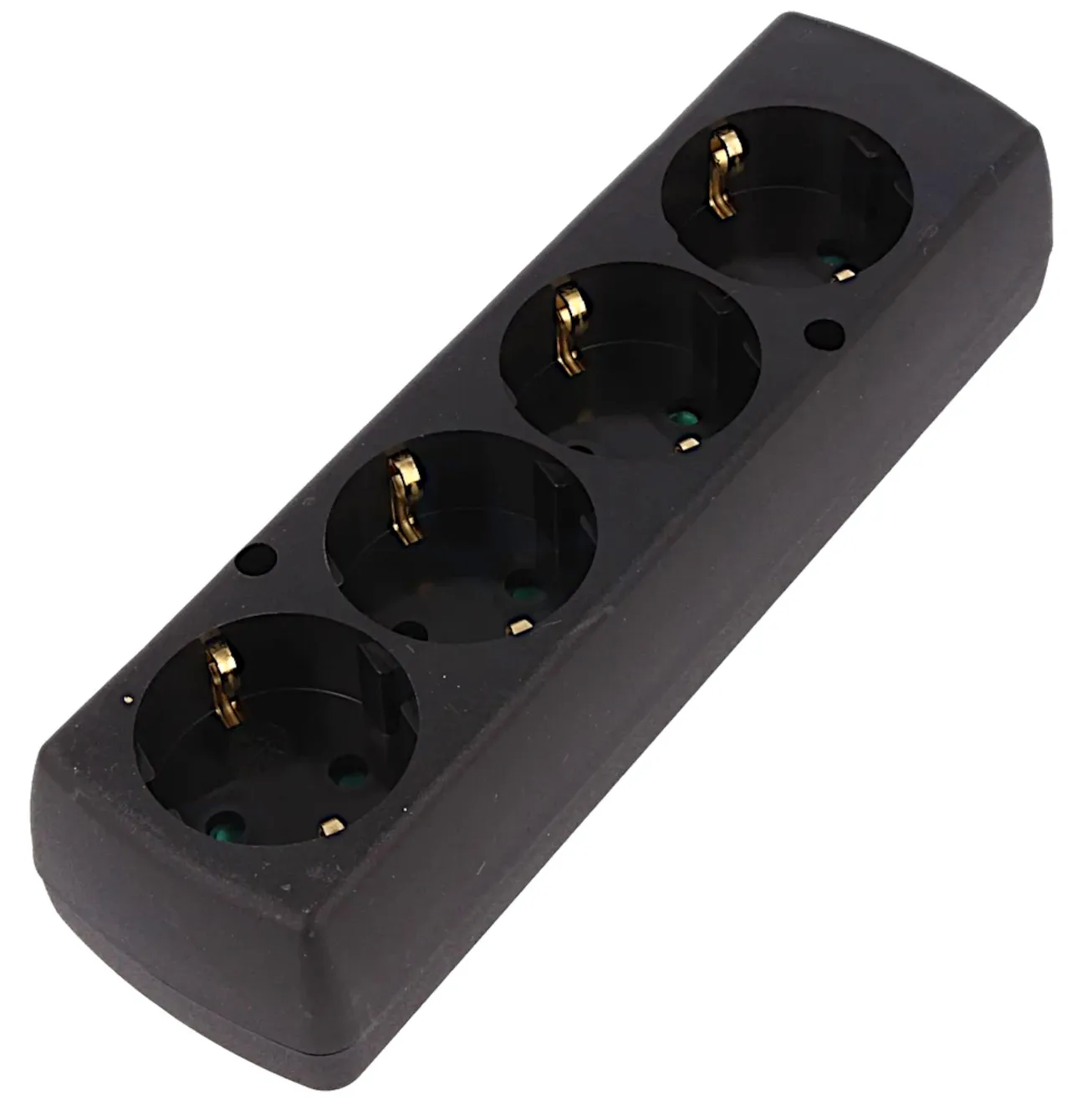 Stikdåse, Schuko, 4 udtag, uden kabel, sort