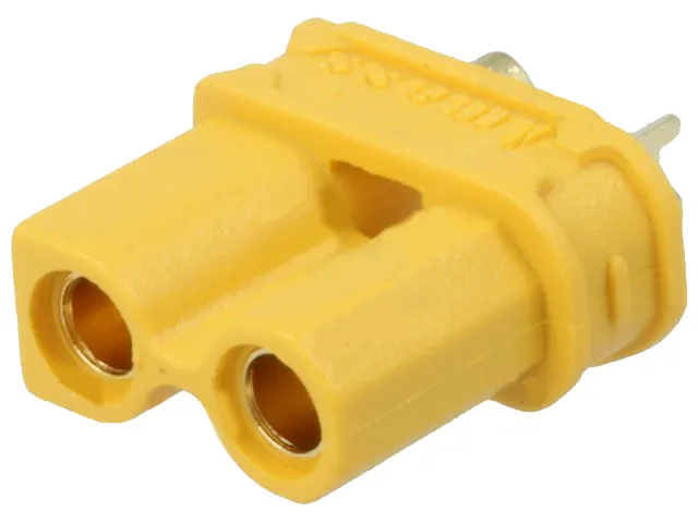 Plug; DC supply; XT30; female; PIN: 2; for cable; soldering; yellow