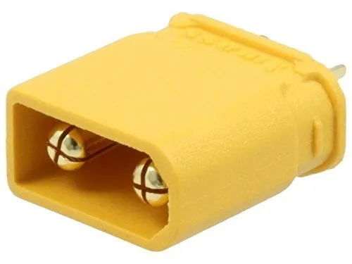 Plug; DC supply; XT30; male; PIN: 2; for cable; soldering; yellow