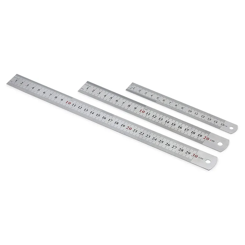 Linealer, stål, sæt med 3 stk. 15, 20, 30 cm