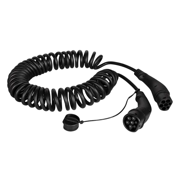 EV Ladekabel til elbil, Type 2, 3-faset, spiral, 20 A, 11 kW, 5 m