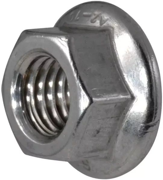 Møtrik med flange M4, Rustfri, A2, 10 stk
