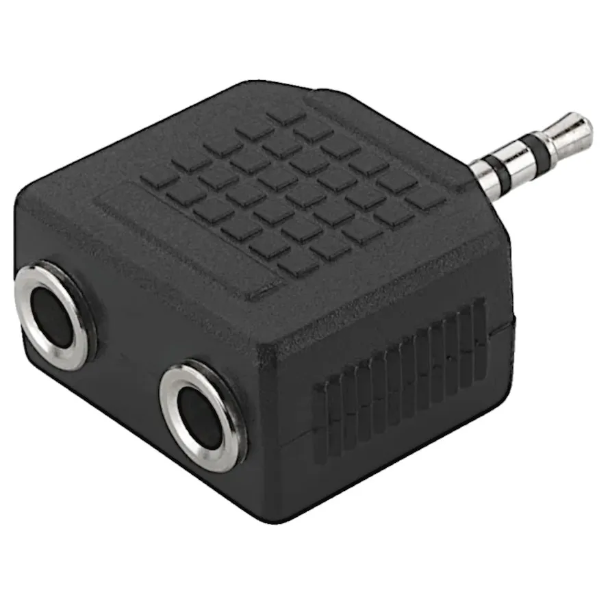 2,5mm. stereo han -> 2 x 3,5mm. stereo hun adapter