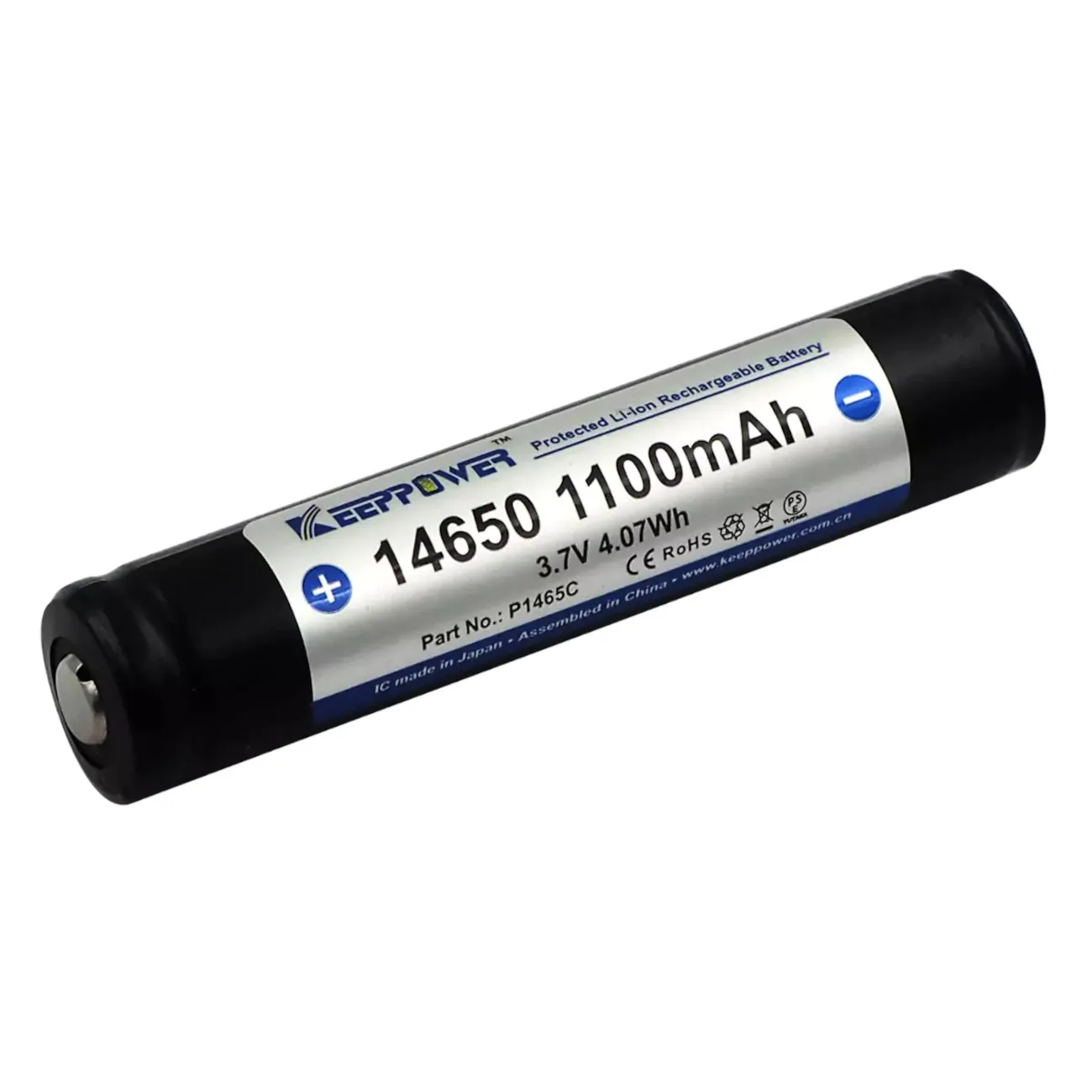 Genopladeligt 14650 Li-Ion, 3.7V, 1100mAh