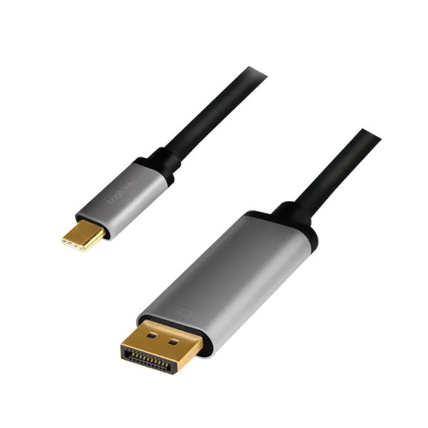 USB Type-C cable, C/M to DP/M, 4K, alu, black/grey, 1.8 m