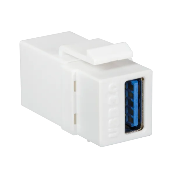 USB 3.0 keystone coupler, A/F to USB-A/F, white