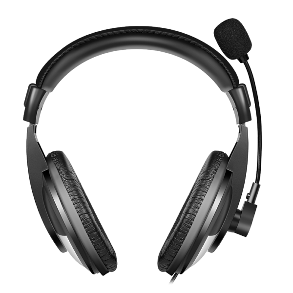 Stereoheadset m. controller, USB-A, mikrofon, sort