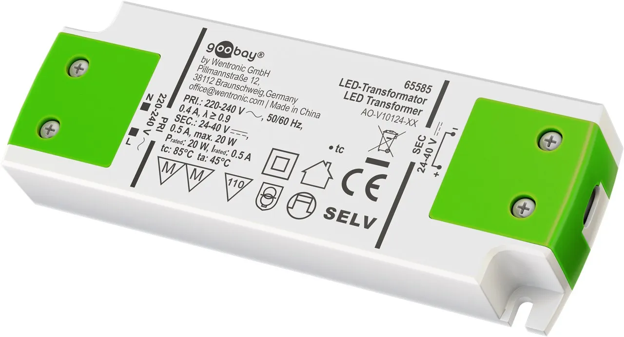 LED-konstantstrøms-driver 500 mA/20 W 24-40 V