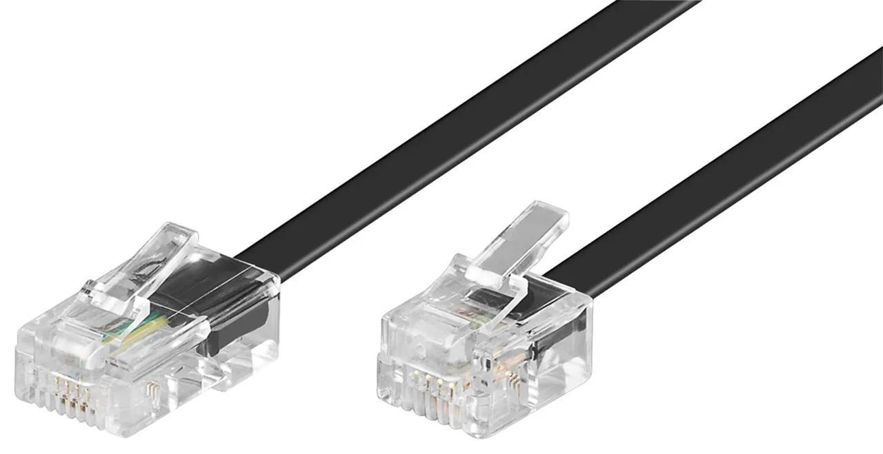 RJ11-RJ45 HAN/HAN kabel, 15m, SORT