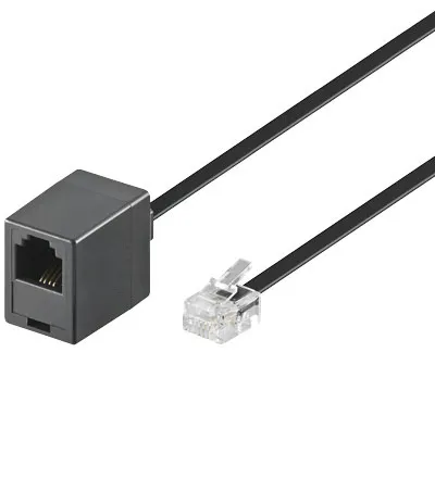 RJ11-RJ11 HAN/HUN forlængerkabel, 3m, SORT