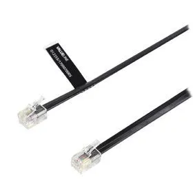 RJ10-RJ10 HAN/HAN kabel flad, 1m, SORT