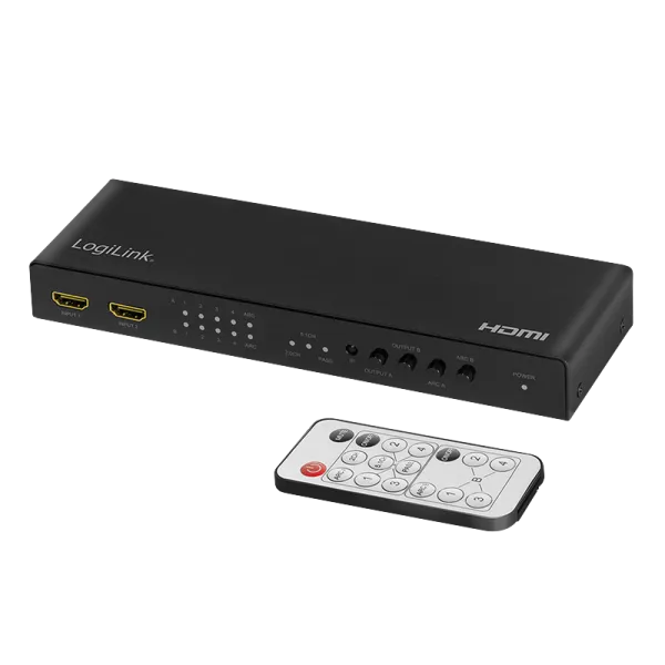 HDMI switch, 4x2-Port, matrix, 4K/60 Hz, HDR, ARC, extract, scaler, RC