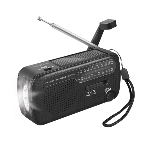 Nødradio med LED lommelygte og USB ladeport