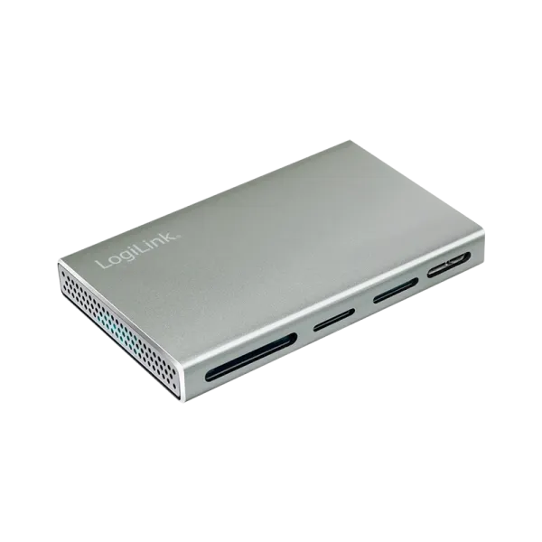 USB 3.2 Gen1, 5-i-1 kortlæser (SD-, microSD-, MS-, CF og M2), alu, sølv