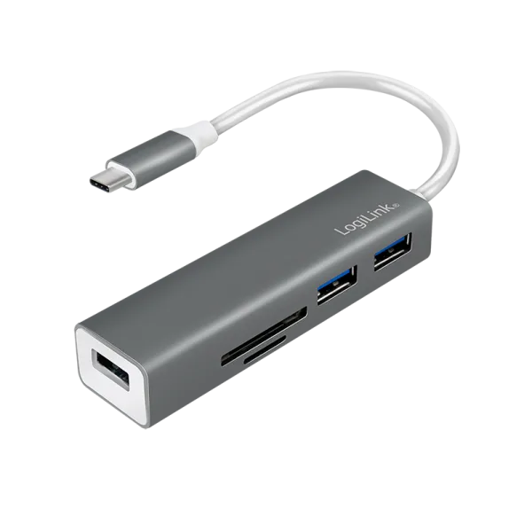 USB 3.2 Gen1x1 USB-C 3-ports hub med kortlæser