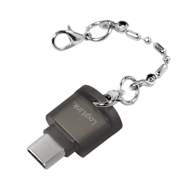 USB-C til microSD-kortlæser, som nøglering, grå