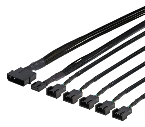 Forlængerkabel, 4-pin hun - 5x4-pin han, 45cm. Sort