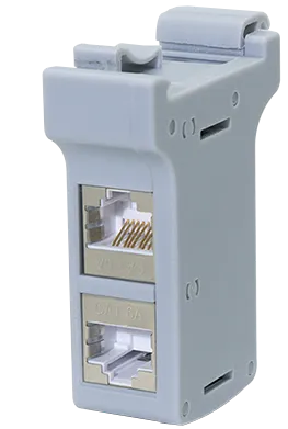 DIN-skinneadapter med 2 Cat.6A inline-koblere RJ45 F/F, skærmet