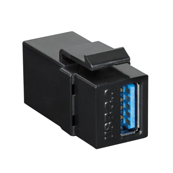 USB 3.0 keystone-kobler, A/F til USB-A/F, sort