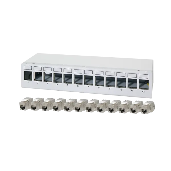 Patchpanel 12 porte med 12x Cat.6A Keystone-moduler